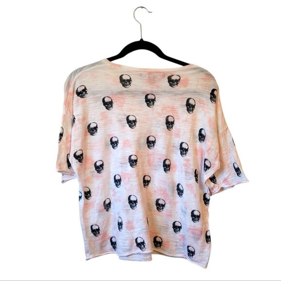 Skull Cashmere Women's White & Pink Tie Dye Skull Graphic T-Shirt Size M - Picture 2 of 6